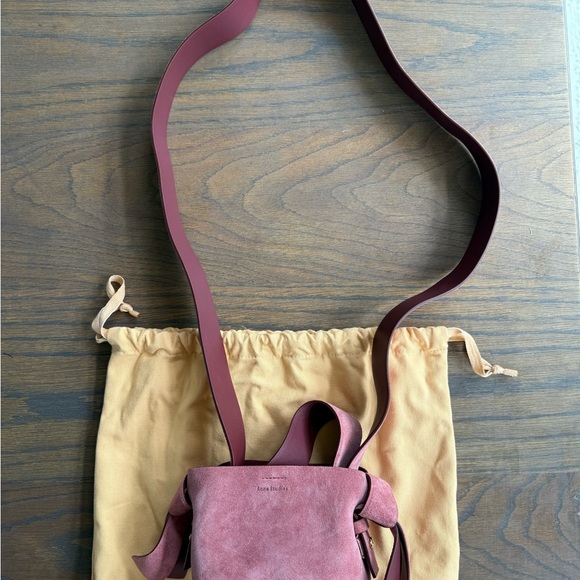 Acne Suede Crossbody Bag in Rose Pink - Picture 1 of 4